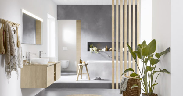 DURAVIT D-Neo moderná kúpeľňa s nábytkom a vaňou