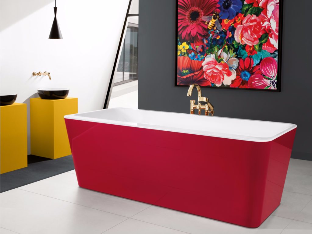 Villeroy & Boch quarylová vaňa SQUARO EDGE 12 červená